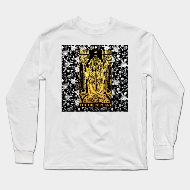 Floral Tarot Print - The Hierophant Long Sleeve T-Shirt by annaleebeer